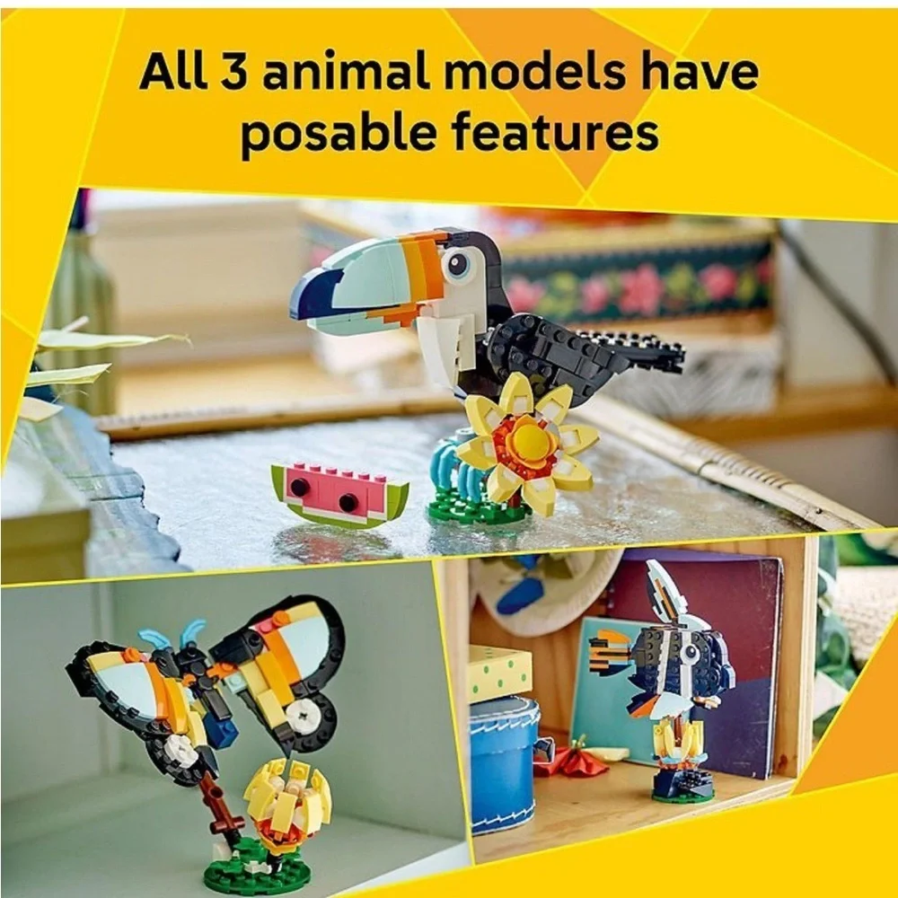 LEGO Creator Bird Toy 3-in-1 Tropical Toucan 31173 Building Kit (225 Pieces)